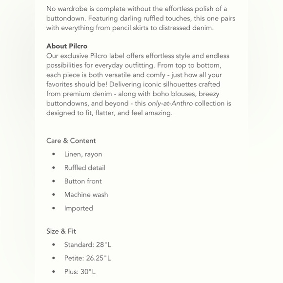 Pilcro linen blend ruffle front button down shirt - Picture 3 of 9